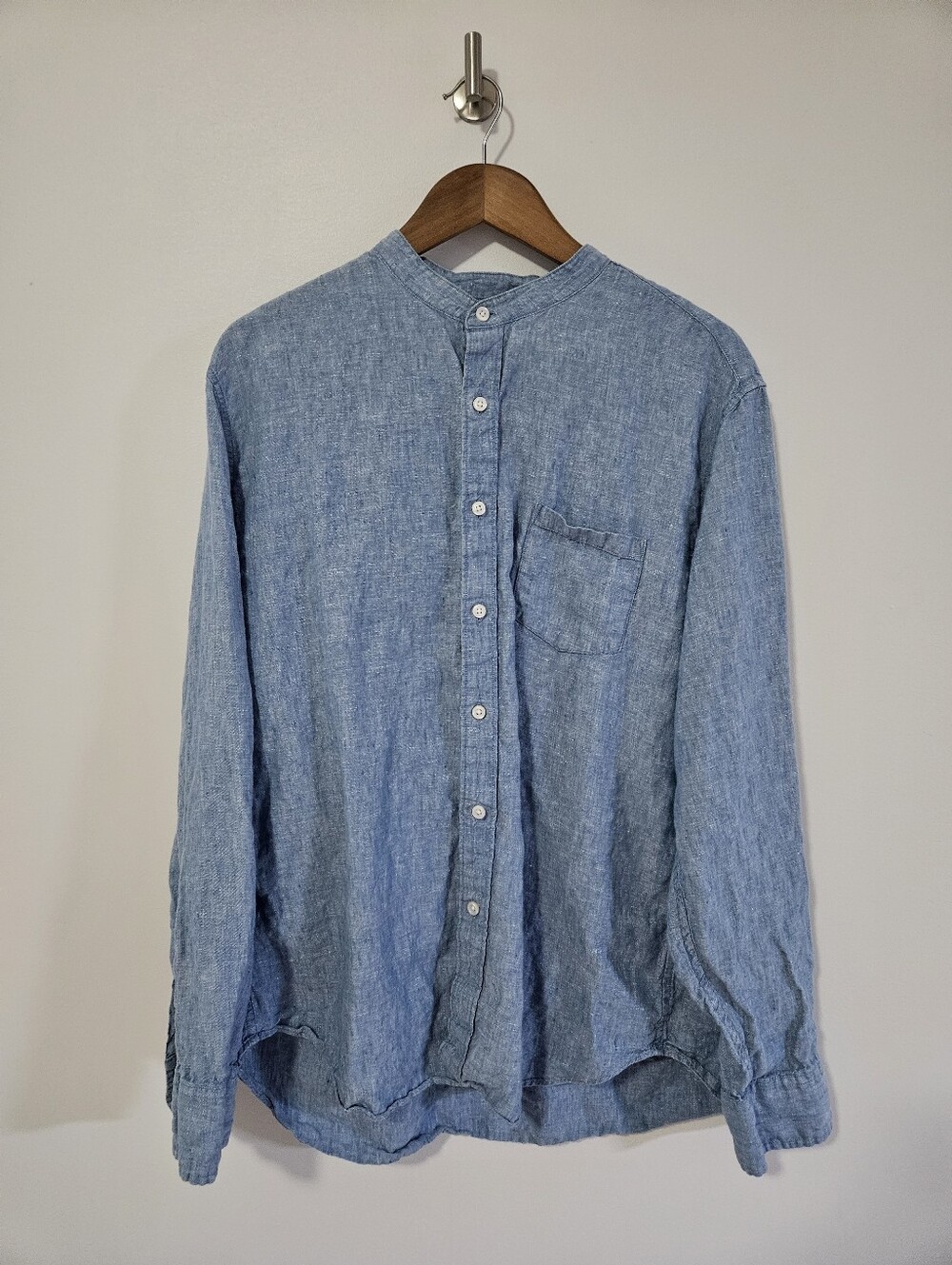 J.CREW Baird McNutt Irish Linen Band-Collar Shirt XL